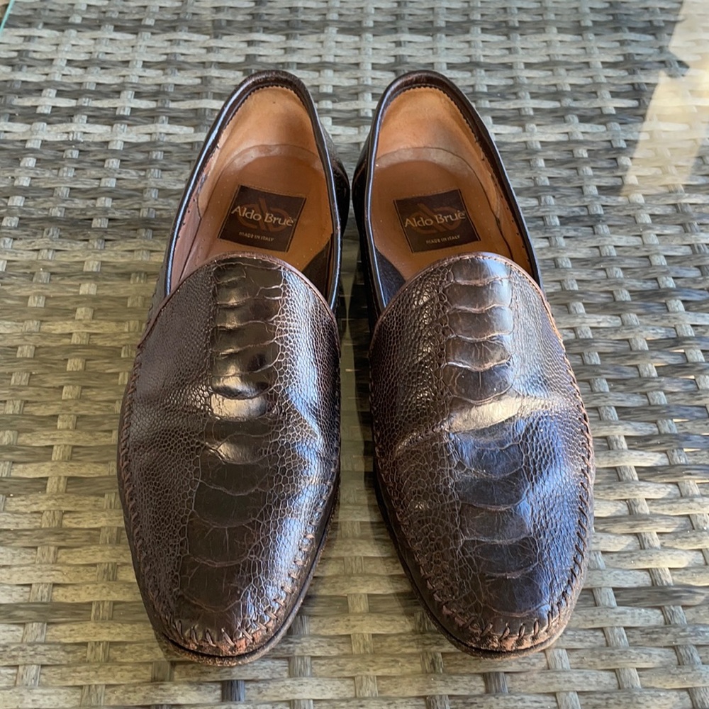 Aldo Brue Brown Croc Leather Loafers.
